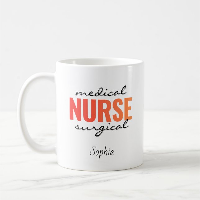 Personalized Med Surg Nurse Bold Typography Coffee Mug (Left)