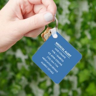 Personalized Medical Alert Medical Information ID Key Ring