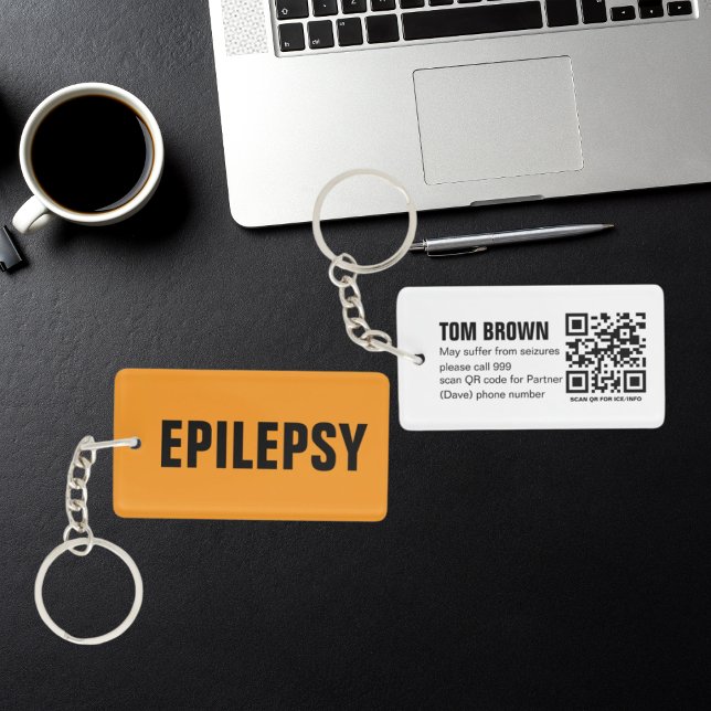 Personalized Medical Alert Tag Epilepsy Emergency  Key Ring (Personalized Medical Alert Tag: EPIPEN Bag, Allergy Emergency Contact
)