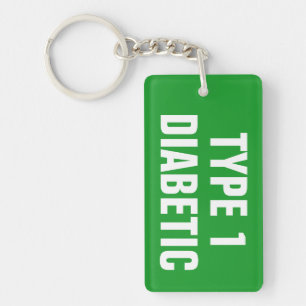 Personalized Medical Alert Tag TYPE 1 DIABETIC Key Ring