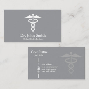 Personalized Medical Caduceus Black Business Card