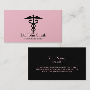 Personalized Medical Caduceus Black Business Card