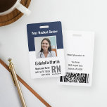 Personalized Medical Employee Photo ID ID Badge<br><div class="desc">Personalize these vertical medical personnel badges with an employee photo and name, along with multiple custom text fields for title or role, unit or floor, title abbreviation, employee ID number, and valid through date. The healthcare facility or hospital name appears at the top in bold white lettering. Customize with a...</div>