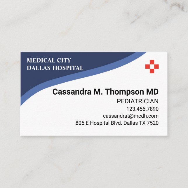 Personalized Medical Hospital Employee Business Card (Front)