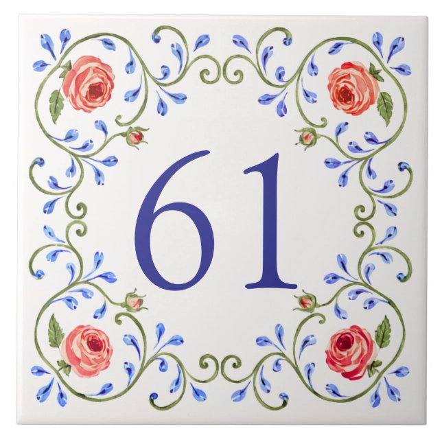 Personalized Mediterranean Rose Design Tile (Front)