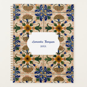 Personalized Mediterranean Vintage Floral Pattern Planner