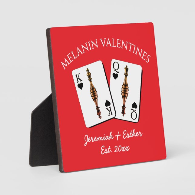 Personalized Melanin King Queen Couple Valentines  Plaque (Front)
