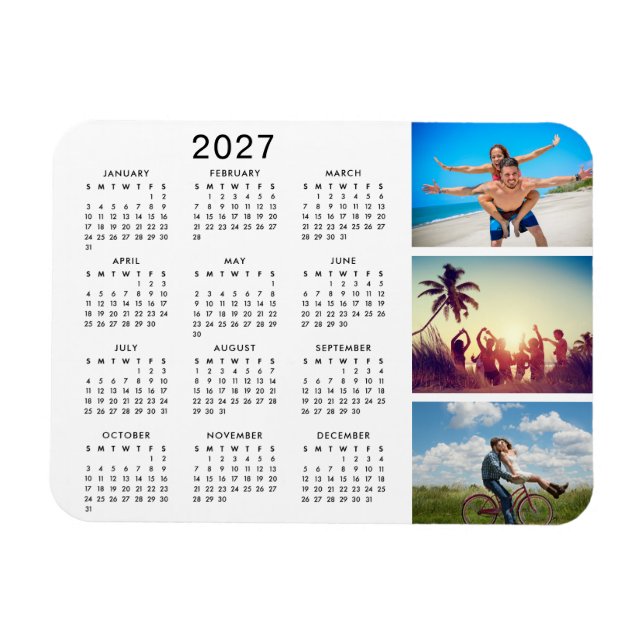 Personalized Memorable Photo Collage 2023 Calendar Magnet (Horizontal)