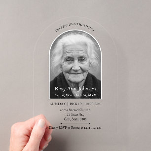 Personalized Memorial Funeral Photo Acrylic Invitations