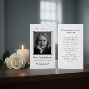 Personalized Memorial Funeral Photo Prayer Card