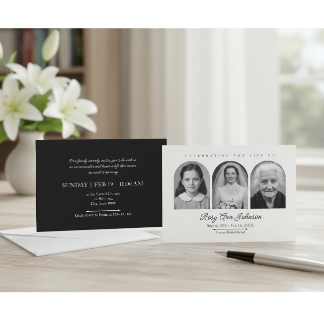 Personalized Memorial Invitation with 3 Photos (Creator Uploaded)