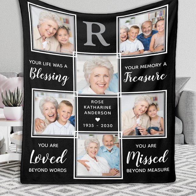 Personalized Memorial Keepsake Photo Collage  Fleece Blanket (Creator Uploaded)