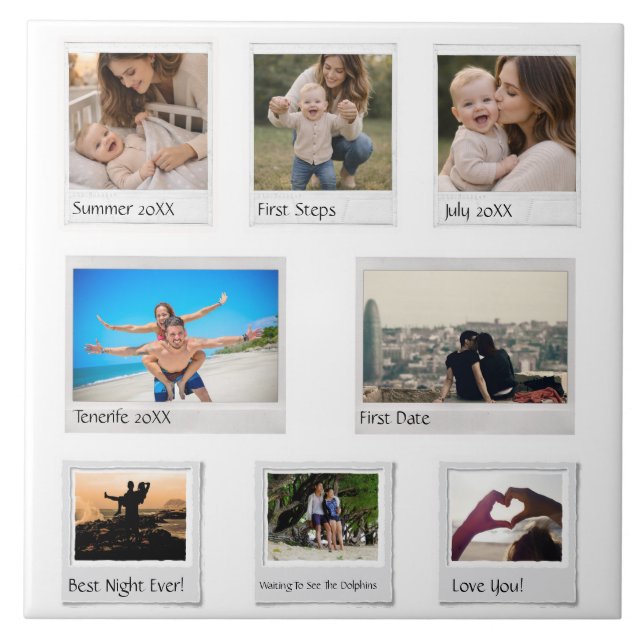 Personalized Memories Photo Collage with 8 Photos Tile (Front)