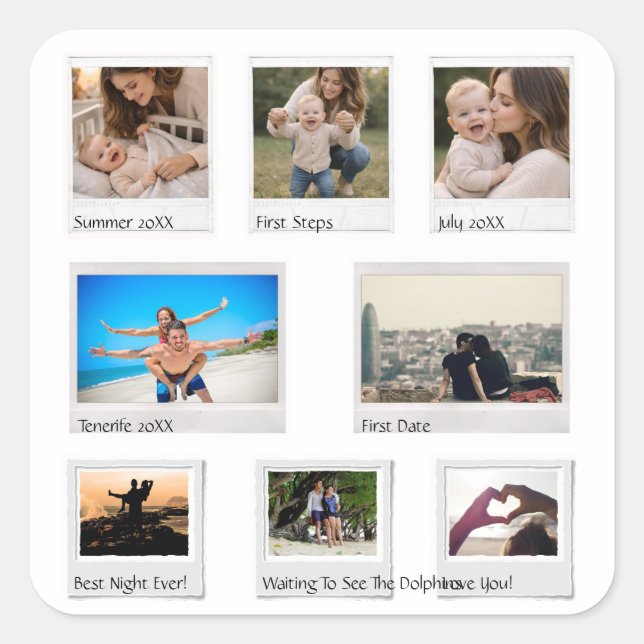 Personalized Memories Sticker Sheet with 8 Photos (Front)