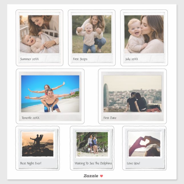 Personalized Memories Sticker Sheet with 8 Photos (Sheet)