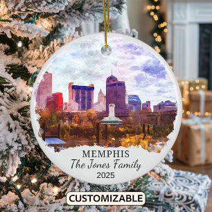 Personalized Memphis Ornament, Tennessee State Ceramic Tree Decoration