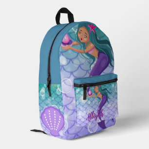 Personalized Mermaid Azure Printed Backpack
