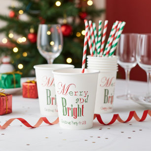 Personalized Merry and Bright Christmas Paper Cups