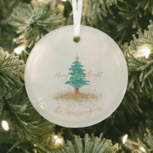 Personalized "Merry and Bright" Watercolor Tree