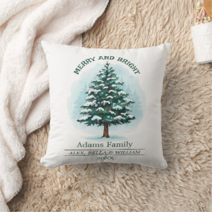 Personalized Merry & Bright Christmas Tree  Cushion