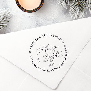 Personalized Merry & Bright Return Address Stamp