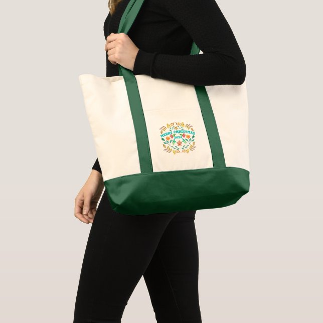PERSONALIZED MERRY CHRISTMAS 2023 TOTE BAG (Front (Product))