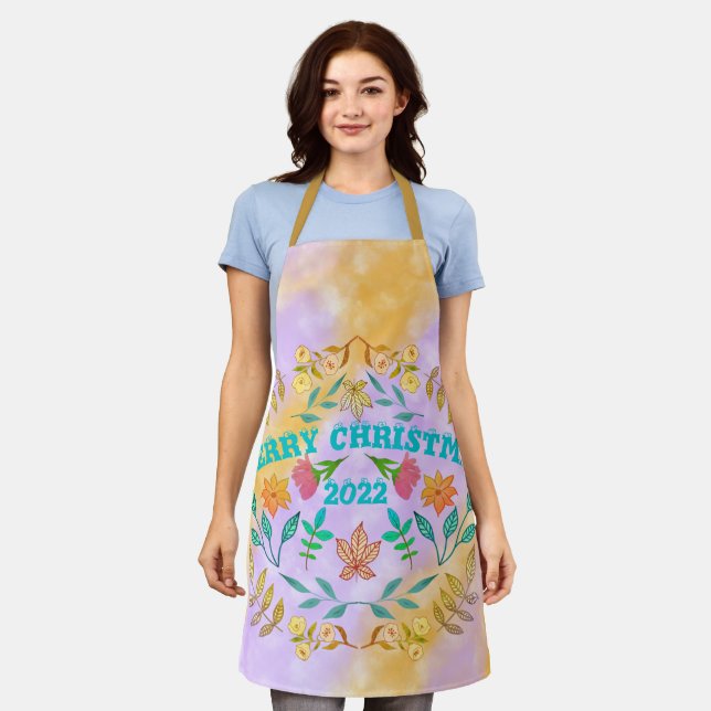 PERSONALIZED MERRY CHRISTMAS 20XX APRON (Worn)