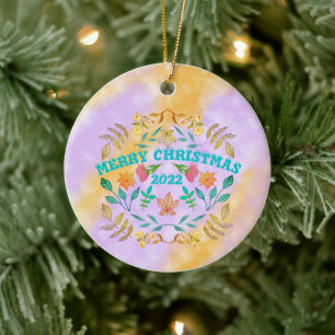 PERSONALIZED MERRY CHRISTMAS 20XX CERAMIC TREE DECORATION