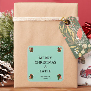 Personalized MERRY CHRISTMAS A LATTE Square Sticker