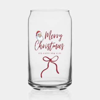 Personalized Merry Christmas Can Glass - Holiday D