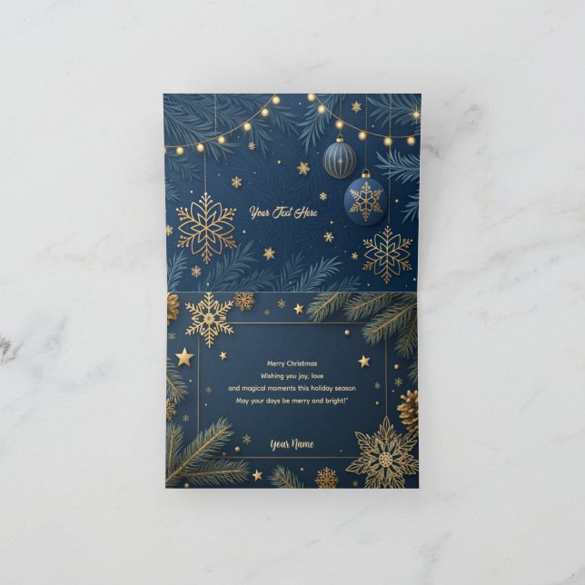 Personalized Merry Christmas Card in Elegant Gold  (Inside)