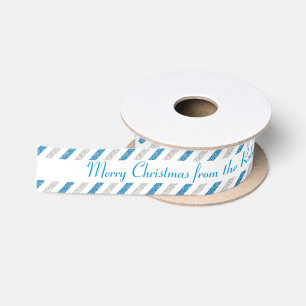 Personalized Merry Christmas Glitter Air Mail Satin Ribbon