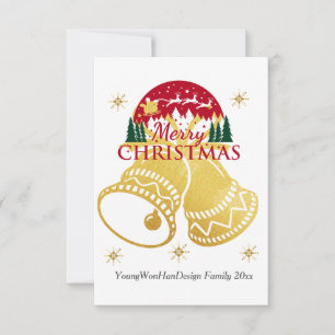 personalized Merry Christmas Golden Bell Card