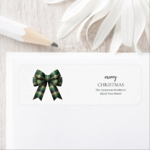 Personalized Merry Christmas   Green Plaid Bow