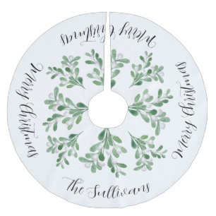 Personalized Merry Christmas Mistletoe  Brushed Polyester Tree Skirt