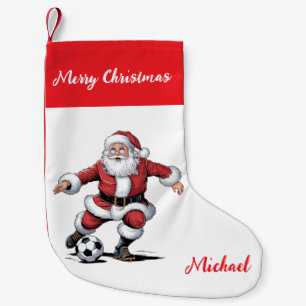 Personalized Merry Christmas Santa Claus Soccer    Small Christmas Stocking