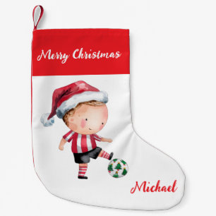 Personalized Merry Christmas Santa Claus Soccer    Small Christmas Stocking