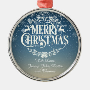 Personalized Merry Christmas Snow Metal Tree Decoration