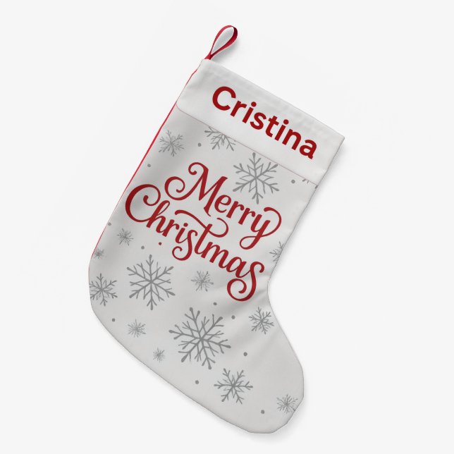 Personalized Merry Christmas Snowflake Stocking (Front (Hanging))