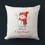 Personalized Merry Christmas Snowman Custom Year  Cushion<br><div class="desc">Add a soft and festive touch to your home with this Cute Merry Christmas snowman throw pillow for 2026! ❄️🎄 Featuring original AI-generated artwork of a cheerful snowman with a cozy red scarf and winter hat, this seasonal cushion is perfect for bringing warm holiday charm to any room. Whether you're...</div>
