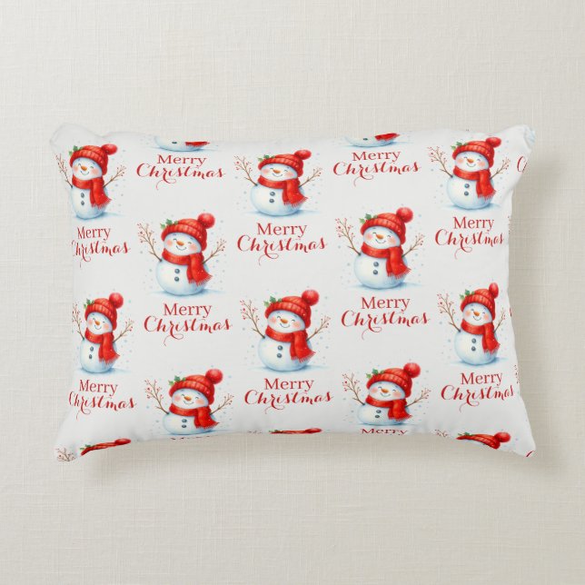 Personalized Merry Christmas Snowman Custom Year  Decorative Cushion (Front)