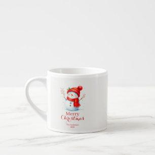 Personalized Merry Christmas Snowman Custom Year  Espresso Cup