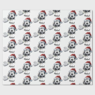 Personalized Merry Christmas Soccer Ball Santa     Wrapping Paper