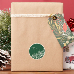 Personalized Merry Christmas Table Minimal Design Classic Round Sticker
