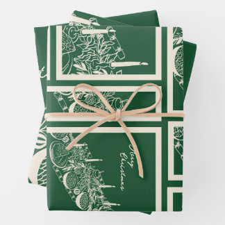 Personalized Merry Christmas Table Minimal Design  Wrapping Paper Sheet