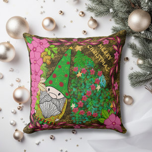 PERSONALIZED MERRY CHRISTMAS WITH GNOME XMAS TREE CUSHION