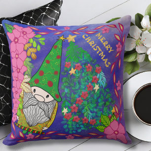 PERSONALIZED MERRY CHRISTMAS WITH GNOME XMAS TREE CUSHION