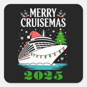 Personalized Merry Cruisemas Cruise Ship Family  Square Sticker
