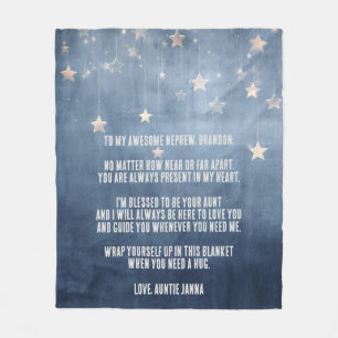 Personalized Message Blue Stars Nephew Fleece Blanket