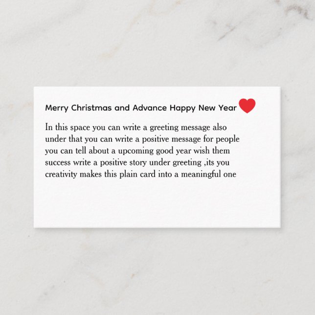 Personalized Message Business Card (Front)